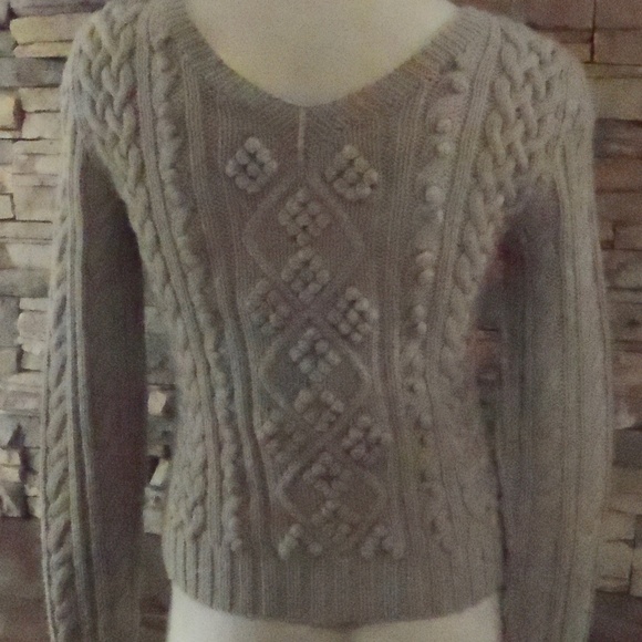 Express Hand Knit Khaki Beige Sweater size: S - Picture 4 of 6